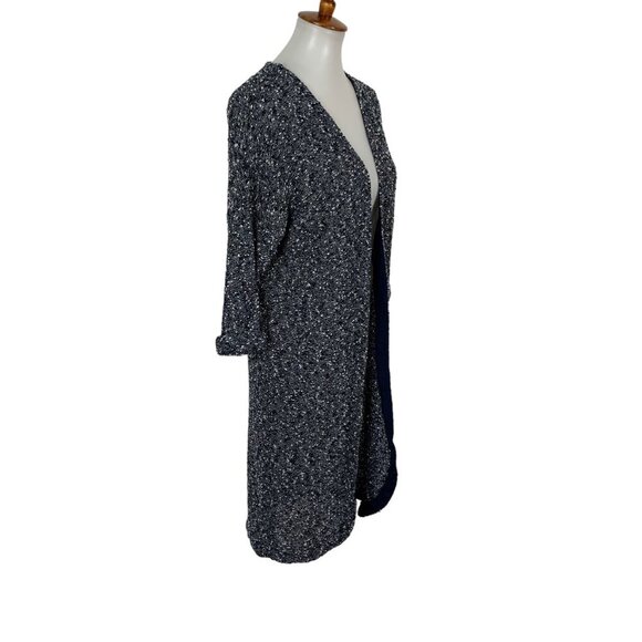 Dolan Left Coast Navy Boucle Knit Longline Open Cardigan Sweater Coat S Cozy - Picture 3 of 6